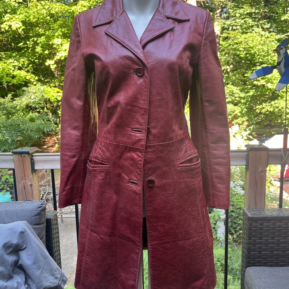 Women's Red Leather Coat